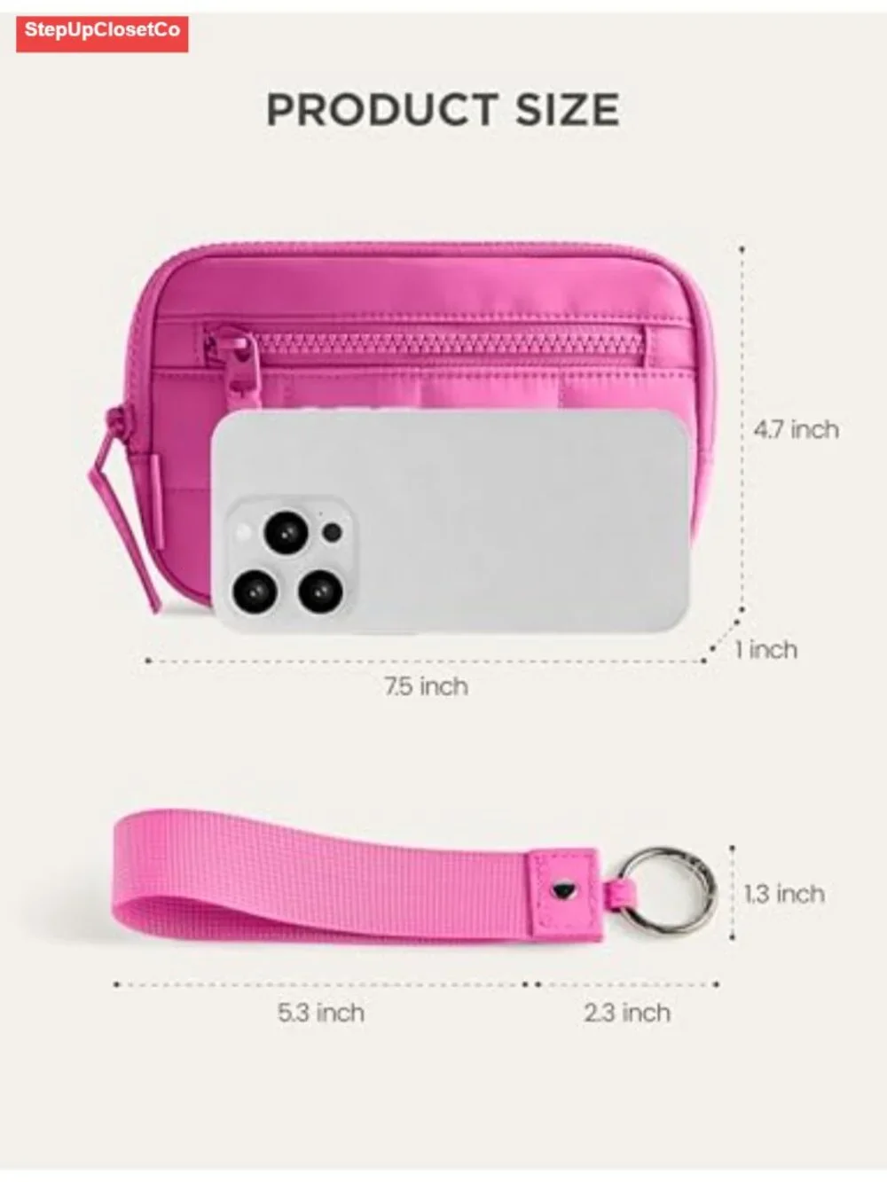 Quilted Wristlet Wallet RFID Blocking with Zipper and Phone Pocket